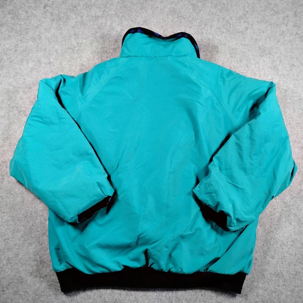 LL Bean Vintage 90s Warm-up Jacket Teal Fleece Lined Bomber Mens Medium